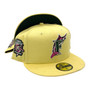 Florida Marlins New Era Soft Yellow/Forest Green Bottom With 10TH Anniversary Patch On Side 59FIFTY Fitted Hat