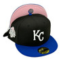 Kansas City Royals New Era Black/Royal Blue Bill With Pink Bottom And 2015 World Series Patch On Side 59FIFTY Fitted Hat