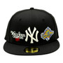 New York Yankees New Era All Black With 1996 World Series Patches In The Front 59FIFTY Fitted Hat