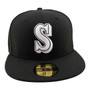 Seattle Mariners "S" New Era Black And White All Black And Gray Bottom 59FIFTY Fitted Hat