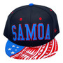 Samoa Zephyr All Black/White/Red/Royal Blue Polynesian Print Flat Bill Fitted Hat