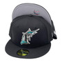Florida Marlins New Era All Black/Gray Bottom Cooperstown Logo 59FIFTY Fitted Hat