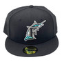 Florida Marlins New Era All Black/Gray Bottom Cooperstown Logo 59FIFTY Fitted Hat