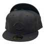 Cincinnati Reds New Era Black On Black With Black Bottom 59FIFTY Fitted Hat