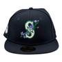 Seattle Mariners New Era Navy With Flowers In Front And American League Patch On Side 59FIFTY Fitted Hat