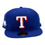 Texas Rangers New Era Royal Blue With 50th Anniversary Patch On Side Authentic Collection On-Field 59FIFTY Fitted Hat