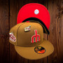 Seattle Mariners New Era PB&J Metallic Silver Outline Toasted Peanut/Front Door Red Bottom With 25TH Anniversary Patch On Side 59FIFTY Fitted Hat