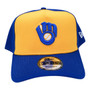 Milwaukee Brewers New Era Yellow And Royal Blue Crown With Gray Bottom 9FORTY A-Frame Adjustable Snapback Hat