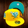 Oakland Athletics New Era Canary Yellow/Teal Bottom With 50TH Anniversary Patch On Side 59FIFTY Fitted Hat