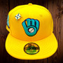Milwaukee Brewers New Era Canary Yellow/Teal Bottom With 1982 American League Champs Patch On Side 59FIFTY Fitted Hat