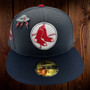 Boston Red Sox Charcoal Gray/Navy Bill And Red Bottom With 1975 World Series Patch On Side 59FIFTY Fitted Hat