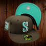 Seattle Mariners New Era Chocolate Mint Ice Cream All Walnut/Clear Mint Bottom With 40TH Anniversary Patch On Side 59FIFTY Fitted Hat