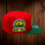 Seattle Supersonics Mitchell & Ness Red/Dark Green And Gold Bottom With 40th Anniversary Fitted Hat
