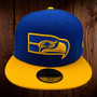 Seattle Seahawks New Era Royal Blue/Gold With Light Gray Bottom Retro Logo 59FIFTY Fitted Hat