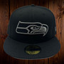 Seattle Seahawks New Era Black With Dark Gray Basic Team Logo 59FIFTY Fitted Hat
