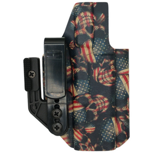 IWB TUCKABLE HOLSTER W/MODWING - AMERICAN FLAG SKULLS IWB TUCKABLE HOLSTER W/MODWING - AMERICAN FLAG SKULLS