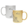 11 oz. Gold or Silver Metallic Ceramic C-Handle Mug