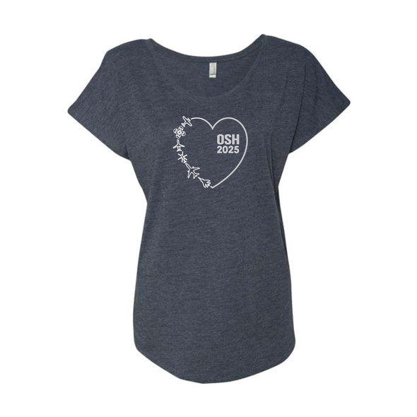 "OSH 2025" Ladies Vintage Navy Dolman Triblend Tee