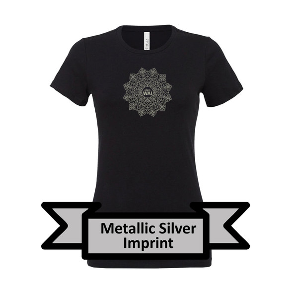 Ladies Metallic Silver Black Relaxed Cotton Tee Ladies Metallic Silver Black Relaxed Cotton Tee