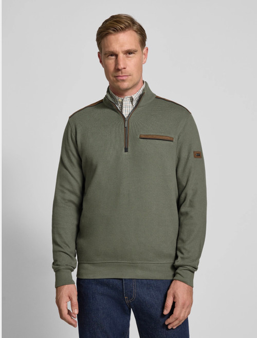 1/4 ZIP KNIT  MOSS