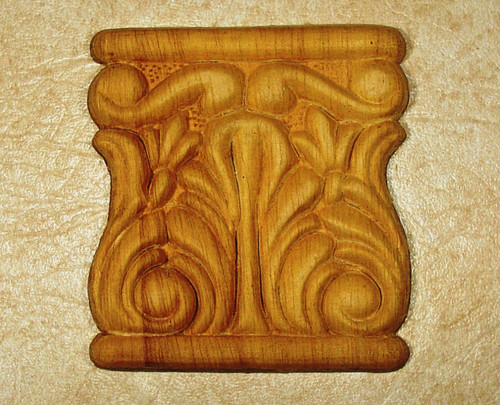 EMBOSSED WOOD APPLIQUE / ONLAY # 446 3 3/4 X 4