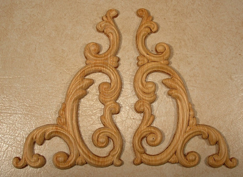 EMBOSSED WOOD APPLIQUE / ONLAY # 764  5 X 7 1/2 EACH PAIR