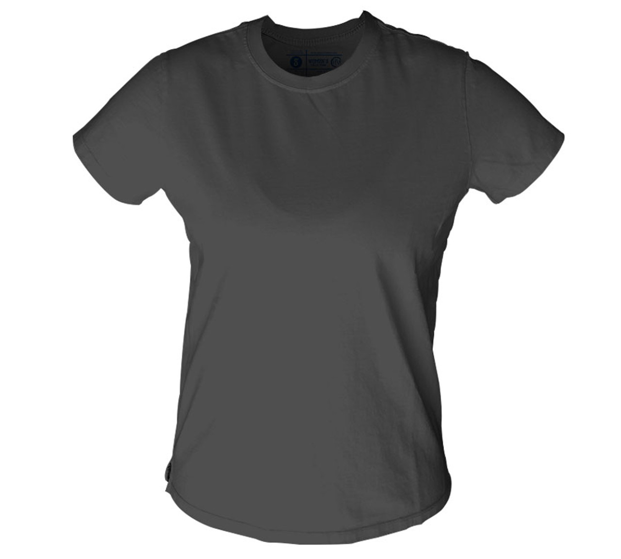 Black Plain Women Round Neck T-shirt