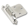 Self-Closing Face Mount Hinge with Variable Overlay, Polished Chrome Finish