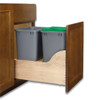 Double 35 Qt. Natural Wood - Maple Bottom Mount Waste Container Kit w/ Blum Movento Slides