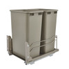 Undermount Waste Container, Unassembled, Double 50 Qt,Full Extension Soft-Close Slides, Champagne