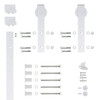 Designer's Collection Flat Rail Hook Strap Rolling Door Hardware Kit, White