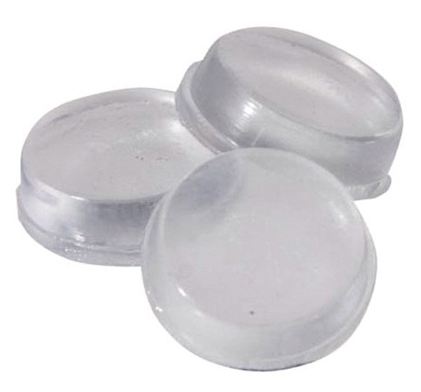 Soft Cabinet Door Bumpers, Flat, Clear dia x height