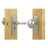 Storm Door Latch, Rectangular, Tubular Lock, Satin Nickel