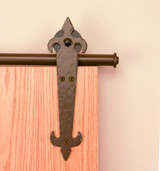 Hammered Fleur-de-Lis 8-Ft. Rolling Door Hardware Kit, w/Long Brackets, Bronze