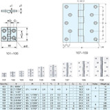 Satin Nickel-Plated Butt Hinge, 68 × 8.5 × 100 MM