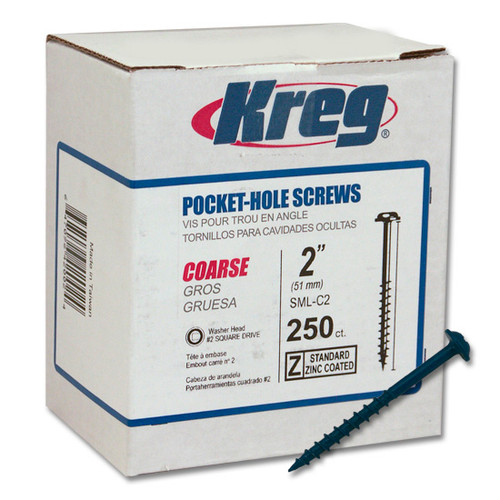 Kreg Blue-Kote WR Pocket Screw Round-washer Head, #8 x 2\", #2 Square Drive,