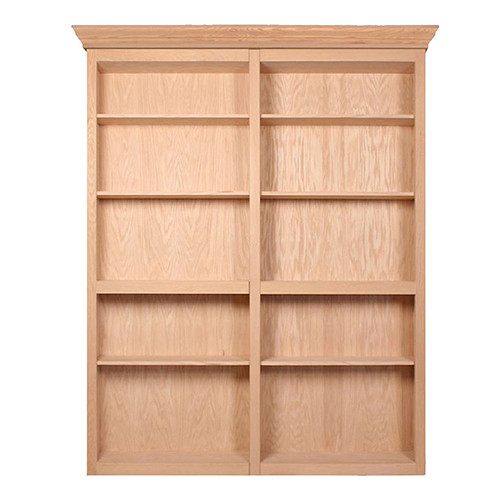 InvisiDoor, 48\" Bifold Bookcase, Assembled, Unfinished, Red Oak