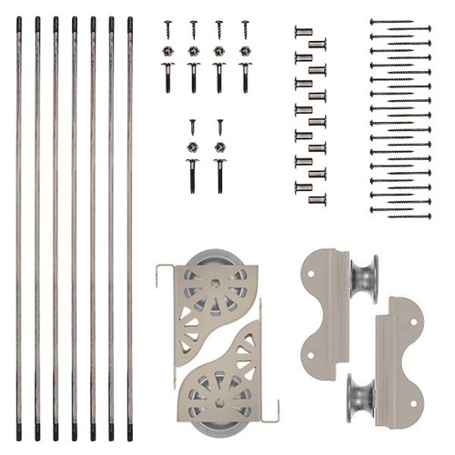 WIDE Quiet Glide Rolling Hook Ladder Hardware Kit Satin Nickel