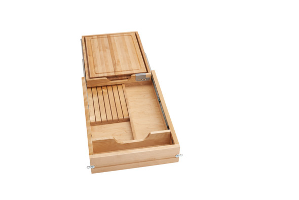 Wood Knife Organizer and Cutting Board Replacement Drawer System w/ Soft-Close by Rev-A-Shelf Wood Knife Organizer and Cutting Board Replacement Drawer System w/ Soft-Close by Rev-A-Shelf