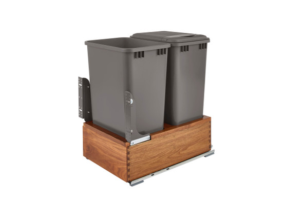 Walnut Bottom Mount Pullout Waste Container by Rev-A-Shelf Walnut Bottom Mount Pullout Waste Container by Rev-A-Shelf
