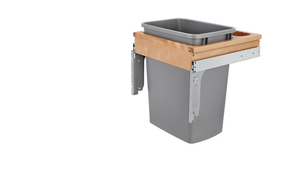Wood Top Mount Pullout Single Waste Container with Reduced Depth by Rev-A-Shelf Wood Top Mount Pullout Single Waste Container with Reduced Depth by Rev-A-Shelf