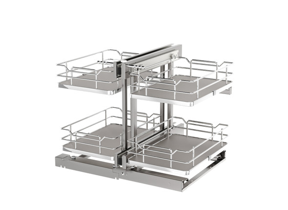 Gray Two-Tier Elite Optimizer w/ Soft-Close Slides for 15" Blind Corner Cabinet Openings by Rev-A-Shelf Gray Two-Tier Elite Optimizer w/ Soft-Close Slides for 15" Blind Corner Cabinet Openings by Rev-A-Shelf