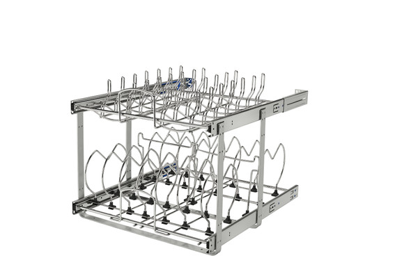 Two-Tier Steel Wire Pullout Cookware Cabinet Organizer w/ Soft-Close by Rev-A-Shelf Two-Tier Steel Wire Pullout Cookware Cabinet Organizer w/ Soft-Close by Rev-A-Shelf