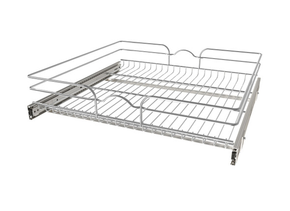 Single-Tier Bottom Mount Pullout Steel Wire Organizer by Rev-A-Shelf Single-Tier Bottom Mount Pullout Steel Wire Organizer by Rev-A-Shelf