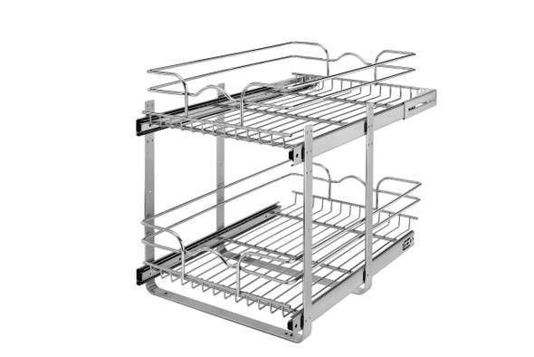 Two-Tier Bottom Mount Pullout Steel Wire Organizer by Rev-A-Shelf Two-Tier Bottom Mount Pullout Steel Wire Organizer by Rev-A-Shelf