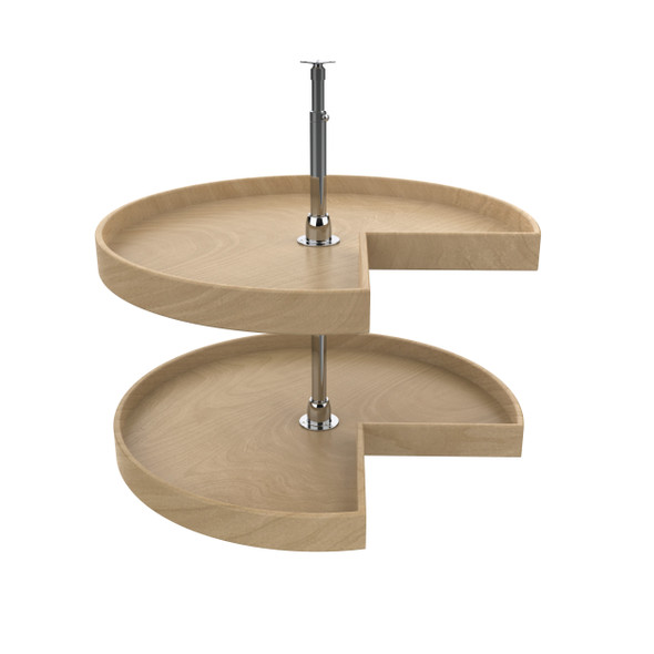 Natural Wood Kidney-Shaped 2-Shelf Lazy Susans for Corner Base Cabinets by Rev-A-Shelf Natural Wood Kidney-Shaped 2-Shelf Lazy Susans for Corner Base Cabinets by Rev-A-Shelf