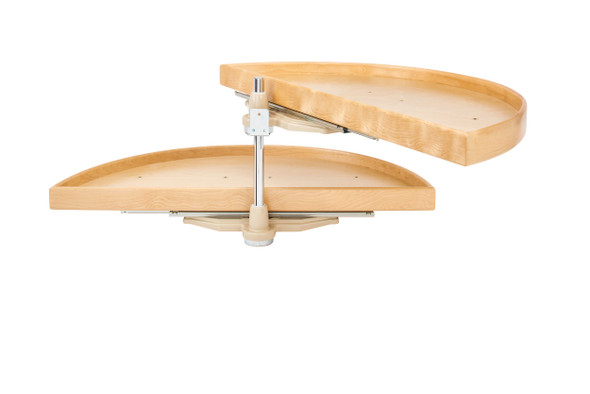 Natural Wood Pivot and Slide Half-Moon 2-Shelf Organizer for Blind Corner Cabinets by Rev-A-Shelf Natural Wood Pivot and Slide Half-Moon 2-Shelf Organizer for Blind Corner Cabinets by Rev-A-Shelf
