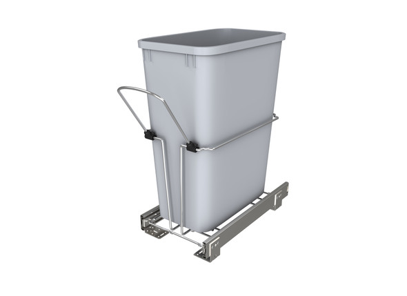 Chrome Steel Pullout Waste Container by Rev-A-Shelf Chrome Steel Pullout Waste Container by Rev-A-Shelf