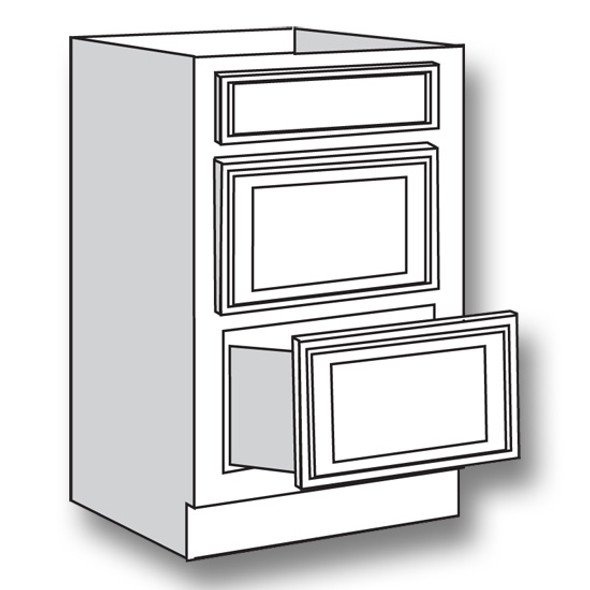 Base 3 Drawer 21 W X 34-1/2 H X 24 D - Dover Series by JSI