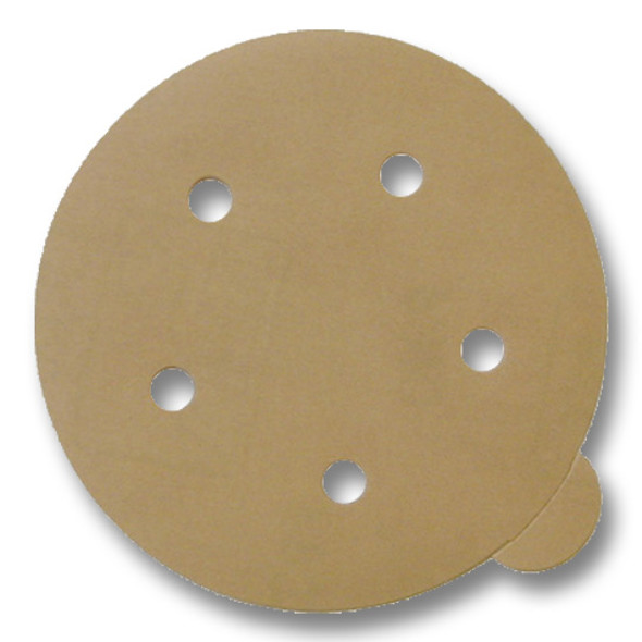5" Abrasive Disc 80 Grit Gold PSA Disc w/Tab 5-Hole